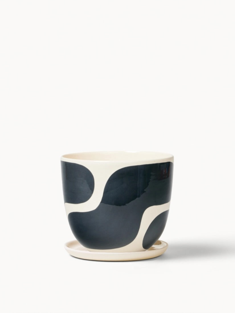 Franca Handmade Planter with Saucer, Medium 6" (Mutiple Colours)