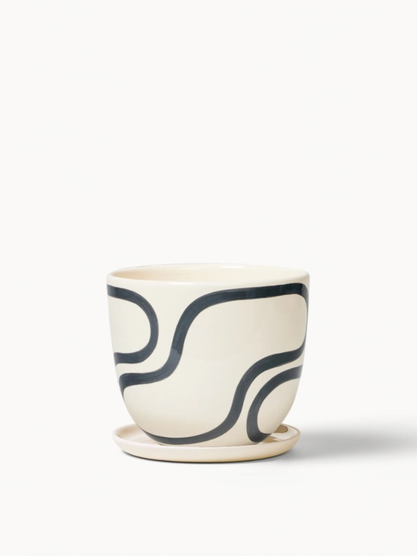 Franca Handmade Planter with Saucer, Medium 6" (Mutiple Colours)