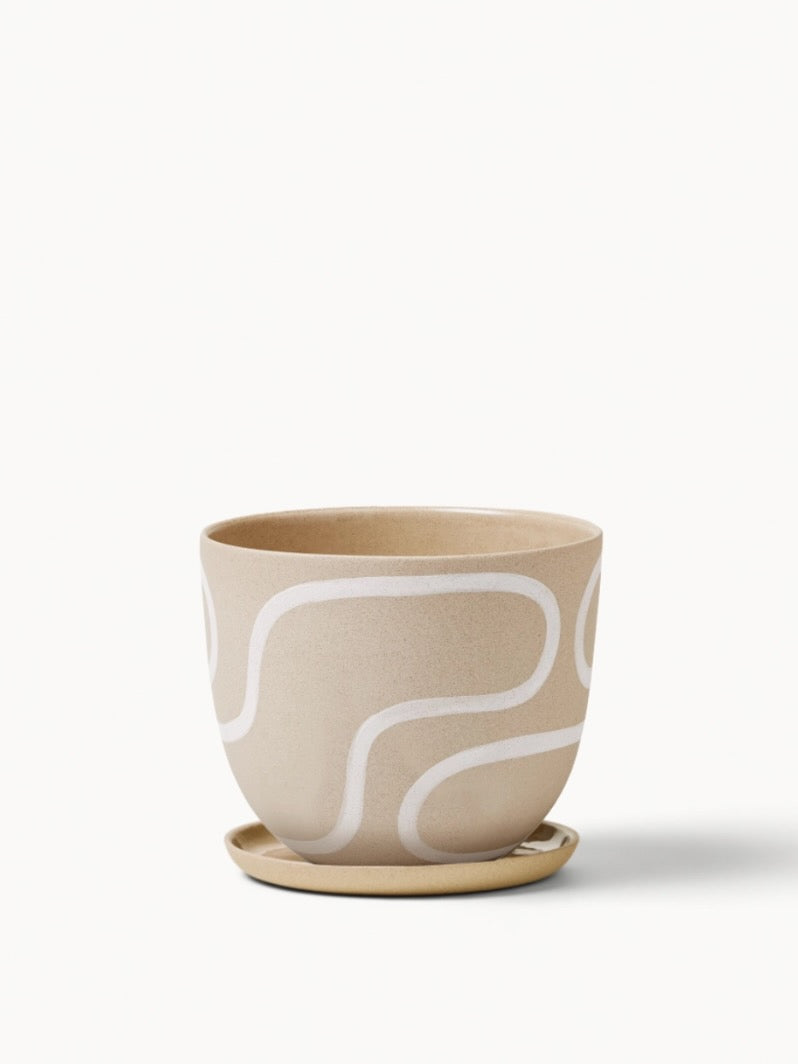 Franca Handmade Planter with Saucer, Medium 6" (Mutiple Colours)
